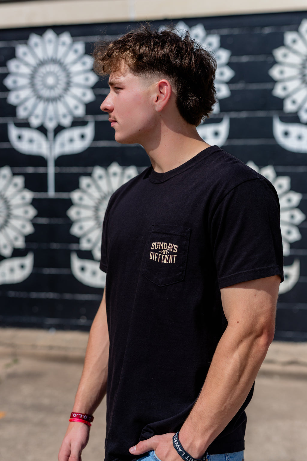 Sundays Hit Different Pocket Tee