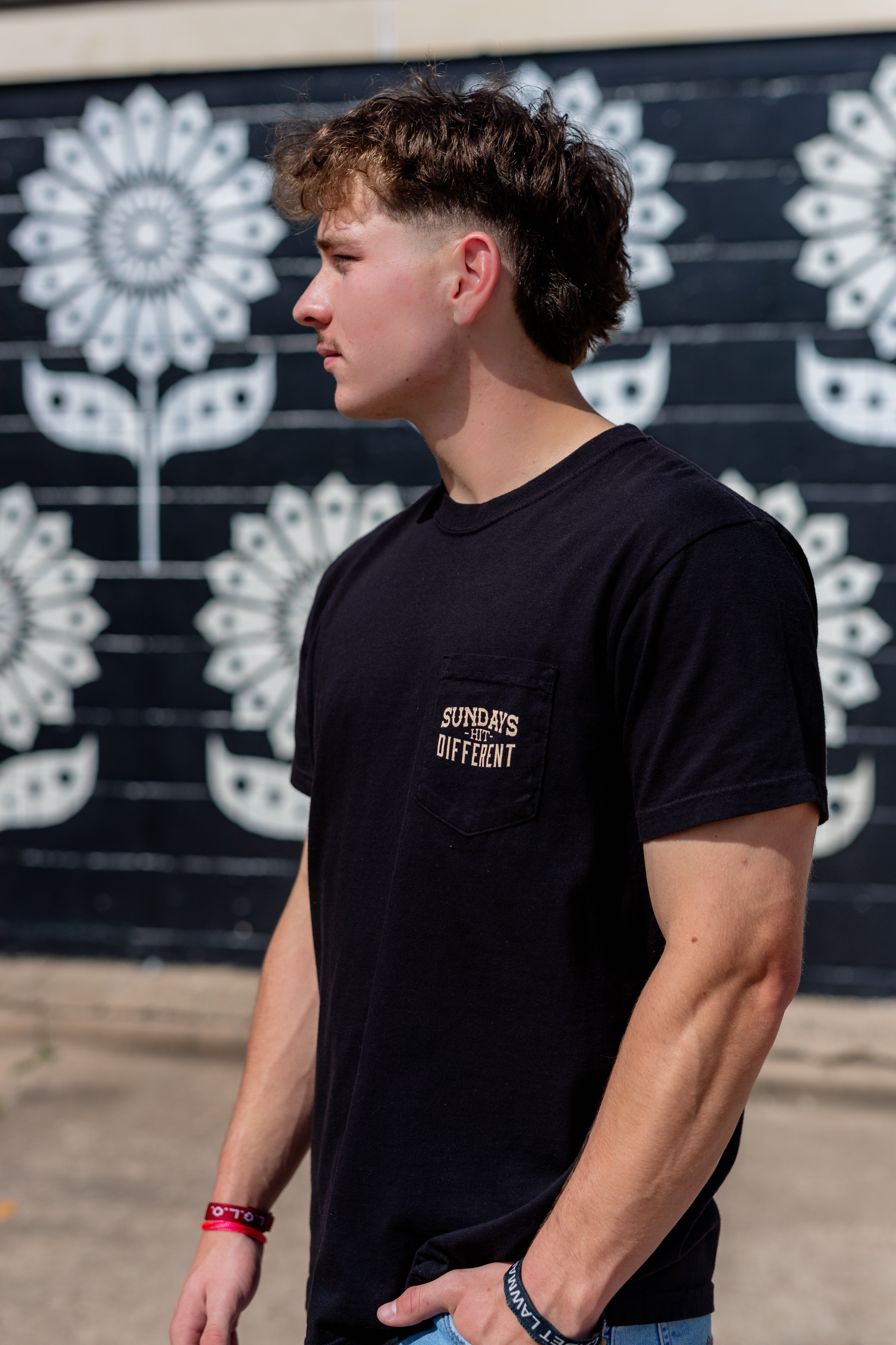 Sundays Hit Different Pocket Tee