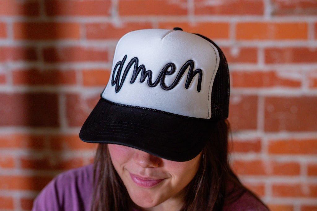 Amen Puff Embroidery Trucker Hat