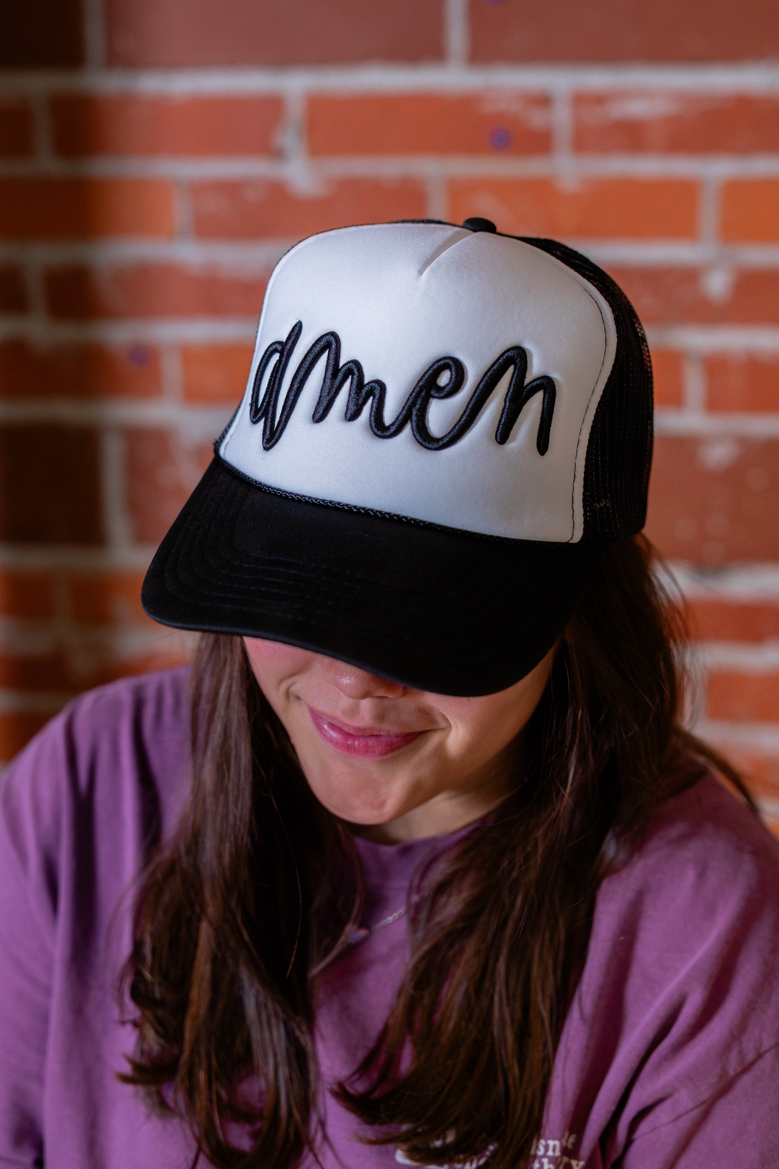 Amen Puff Embroidery Trucker Hat