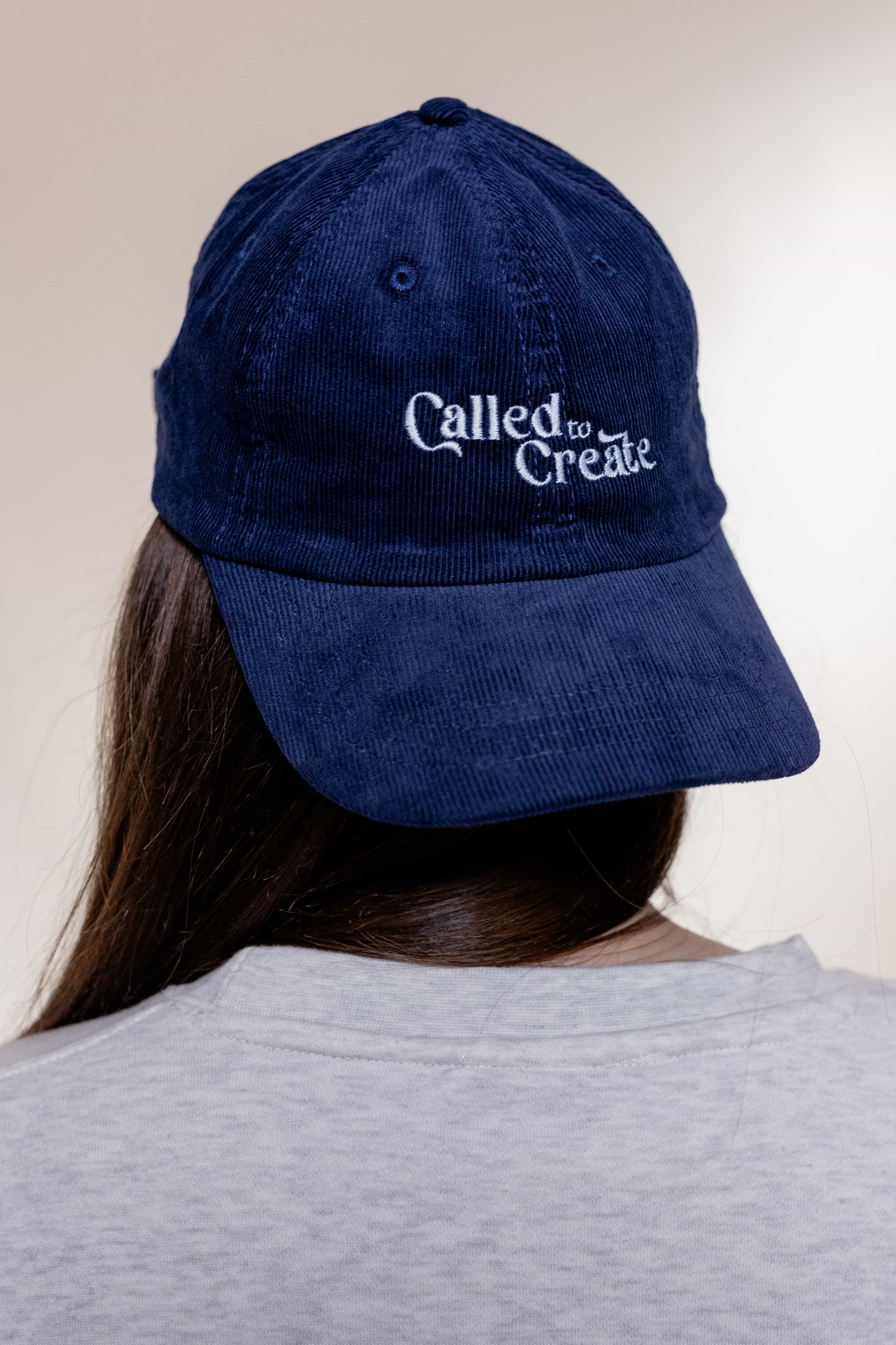 Called to Create embroidered corduroy cap from faith based Christian company. 