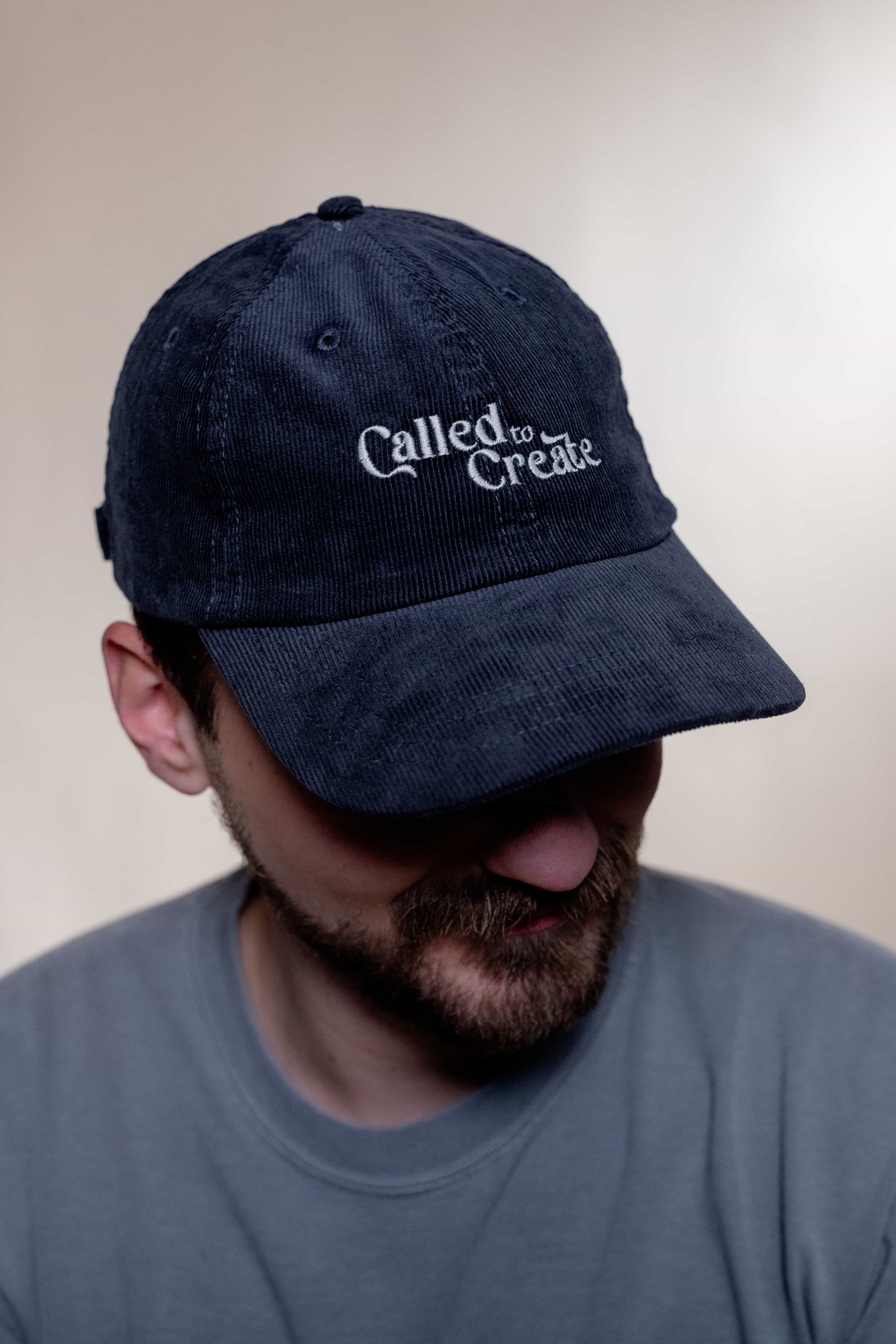 Called to Create embroidered corduroy cap from faith based Christian company. 