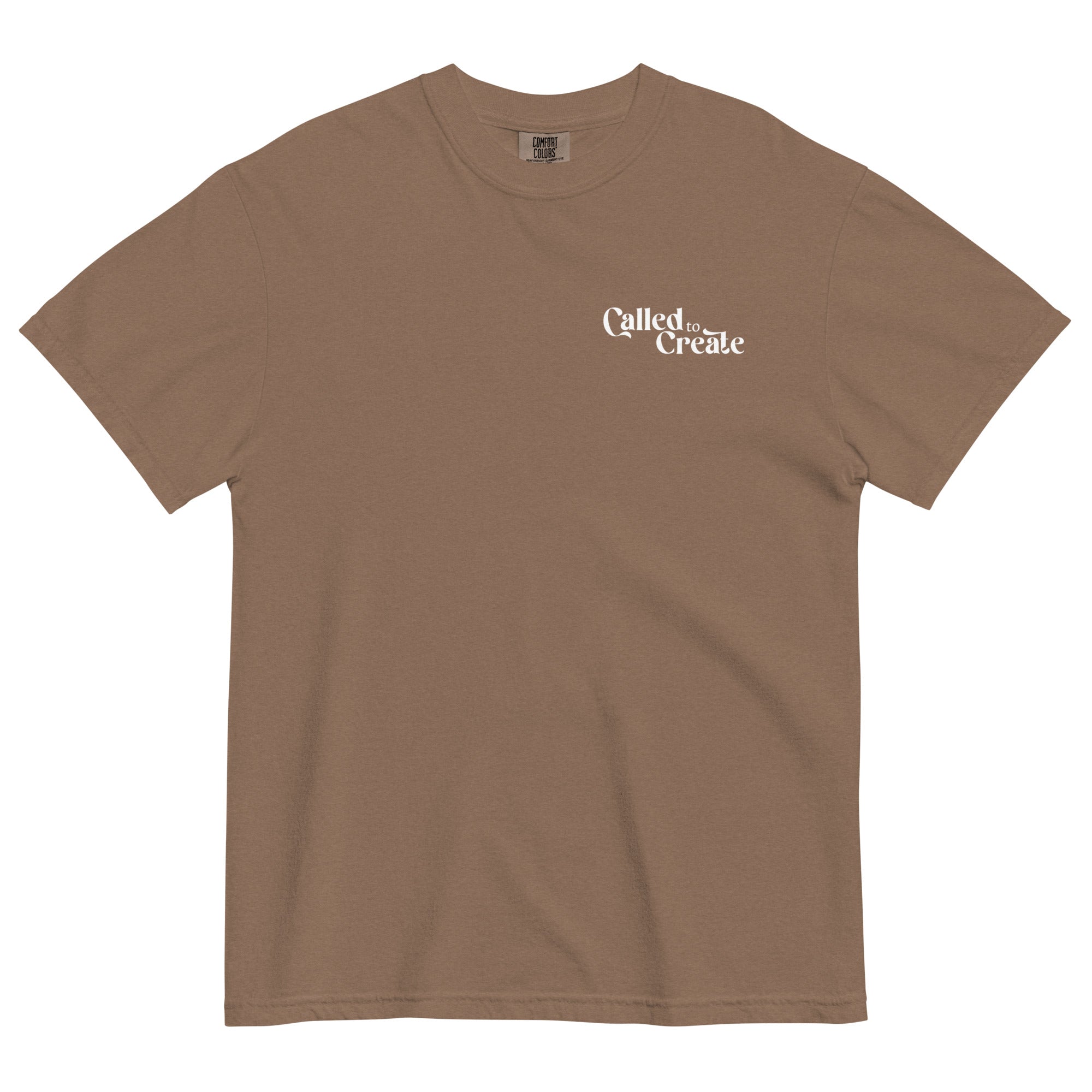 Short sleeved shirt from Faith based Christian company, Christian Shirts Shop. 
Comfort Colors Shirt.
Graphic: Text says Called to Create
Shirt Color: Espresso