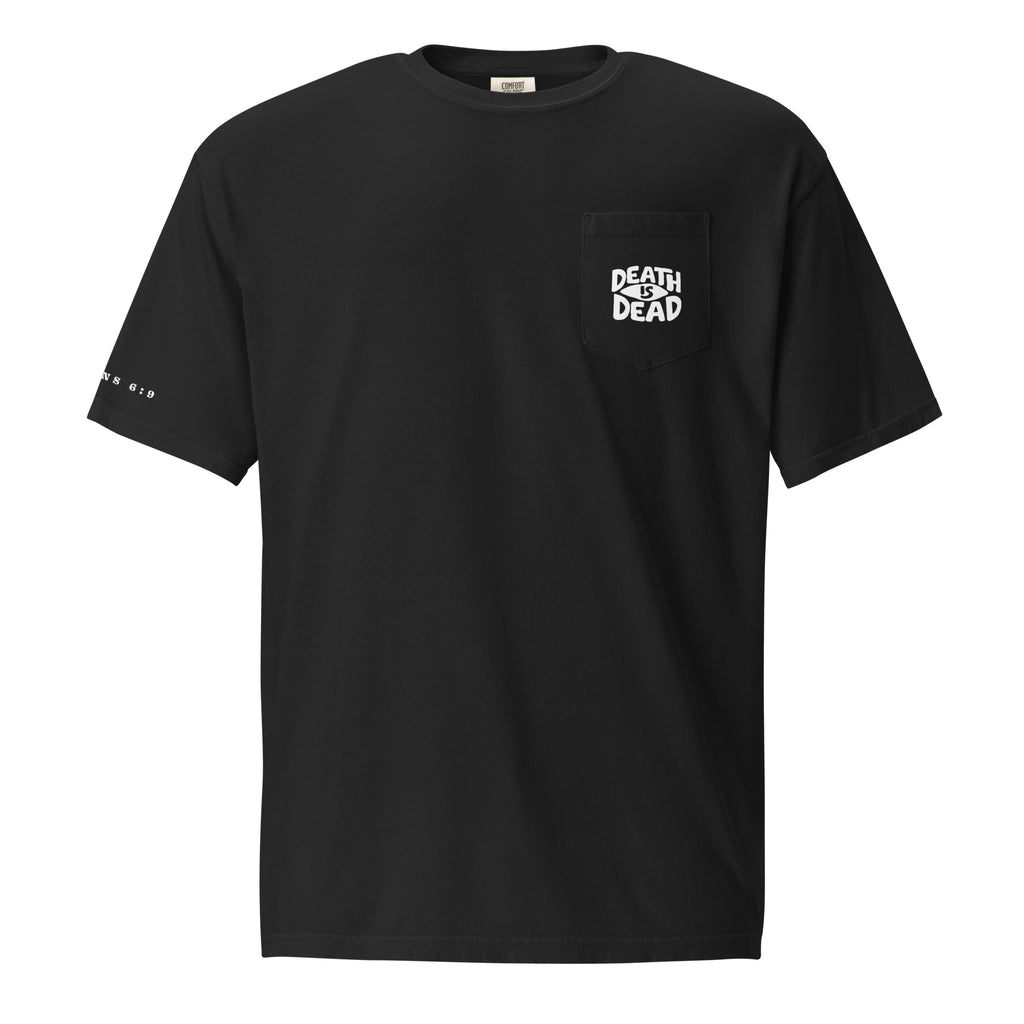 T-shirt from Faith based Christian company, Christian Shirts Shop. 
Graphic: Death is Dead Romans 6:9
Color: Black
Brand: Comfort Colors