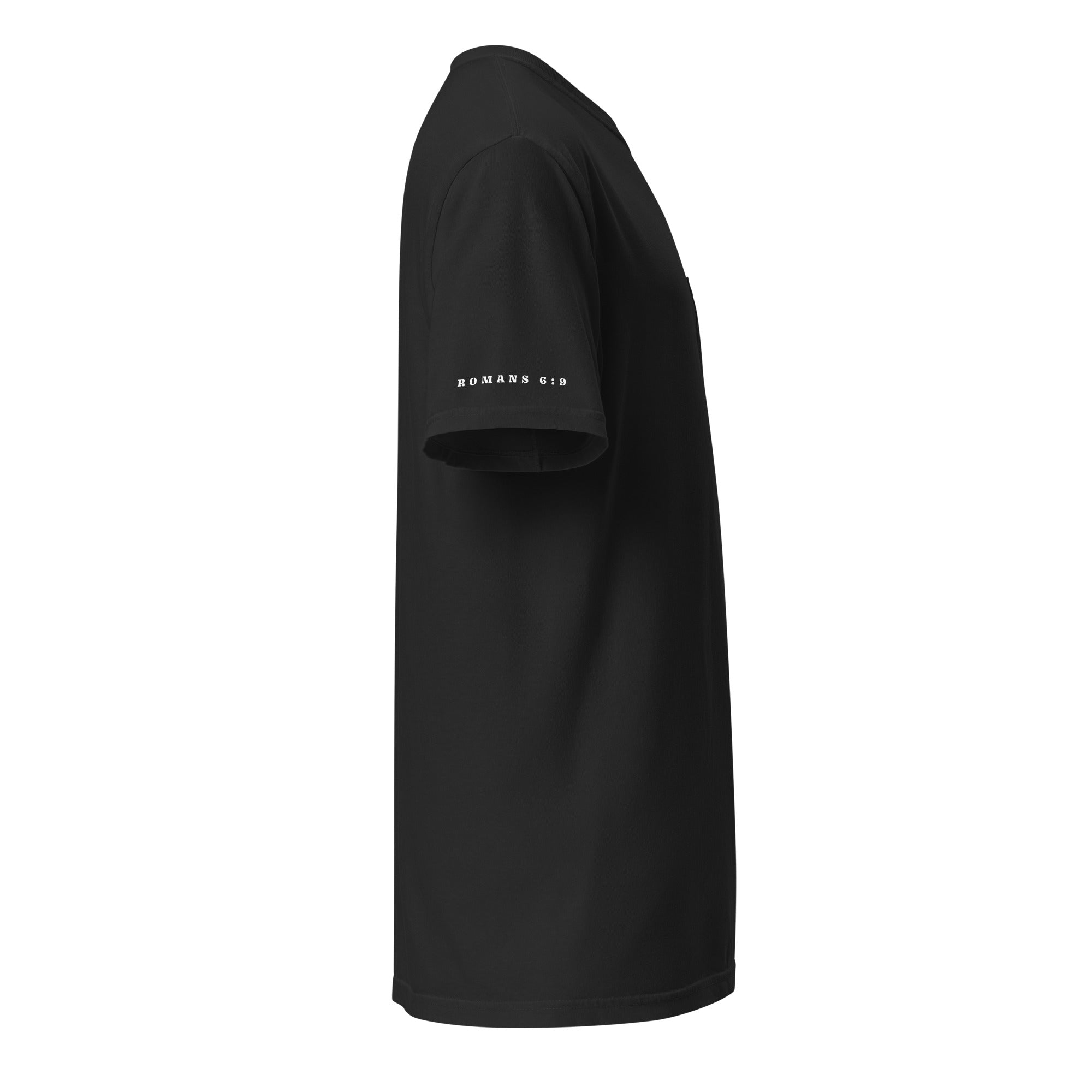 T-shirt from Faith based Christian company, Christian Shirts Shop. 
Graphic: Death is Dead Romans 6:9
Color: Black
Brand: Comfort Colors