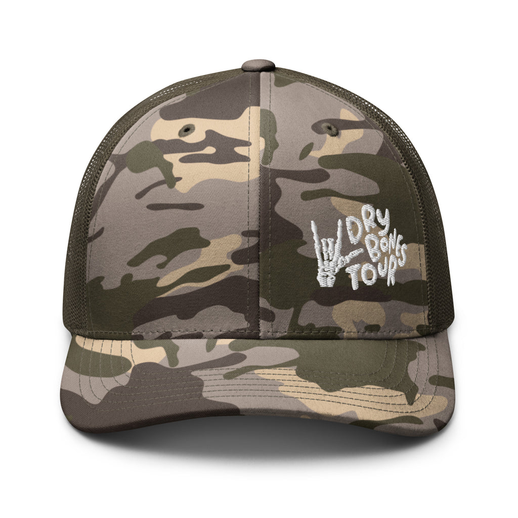 Trucker Hat from Faith based Christian company, Christian Shirts Shop. 
Graphic: Dry Bones Tour Ezekiel 37:13-14
Hat Color: Olive Camo