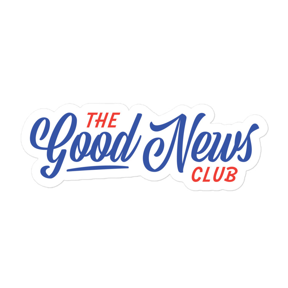The Good News Club | Religious Vinyl Sticker from Faith based Christian company, Christian Shirts Shop.
Graphic: Good News Club
Color: Red White and Blue 