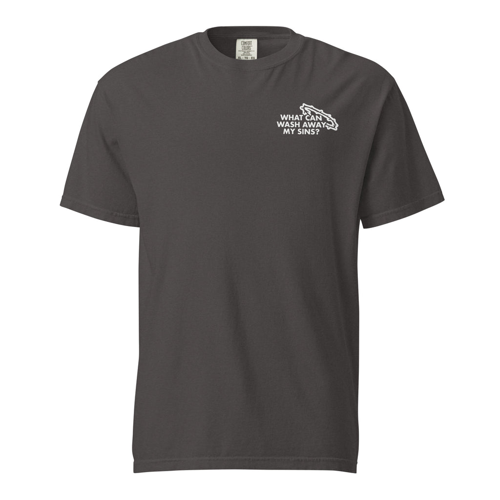 Religious Shirt from Faith based Christian company, Christian Shirts Shop.
Graphic: What can wash away my sins? Nothing but the blood of Jesus.
Color: Graphite
Brand: Comfort Colors