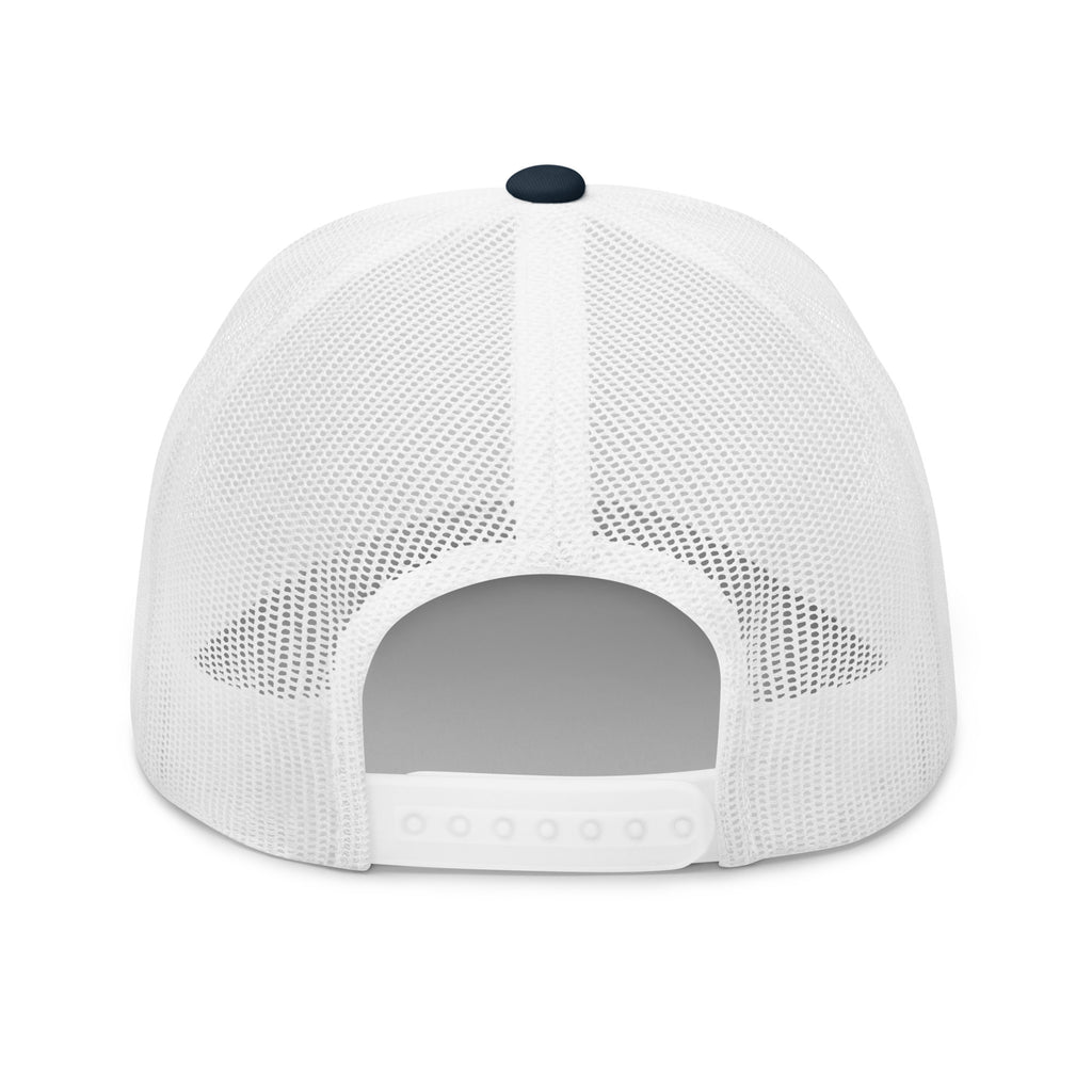 Back view of the Sundays Hit Different Trucker Hat showcasing the mesh design and adjustable snap closure from Religious Shirt Company, Christian Shirts Shop.