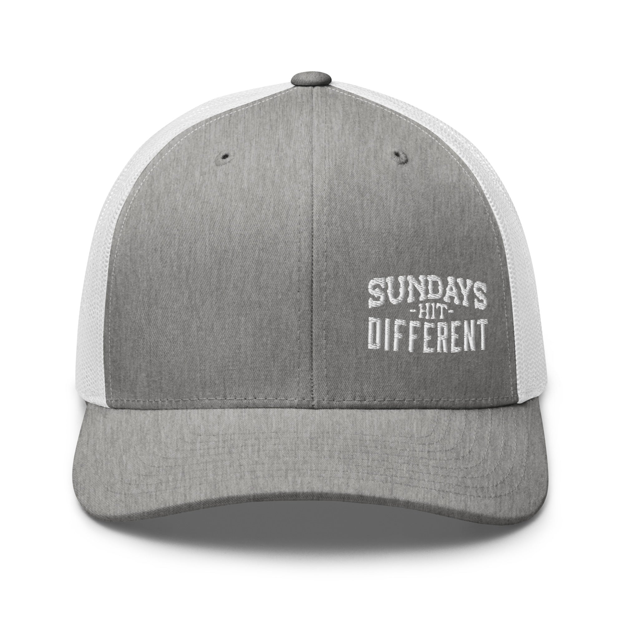 Religious Hat from Faith based Christian company, Christian Shirts Shop.
Graphic: Sundays Hit Different
Color: Grey