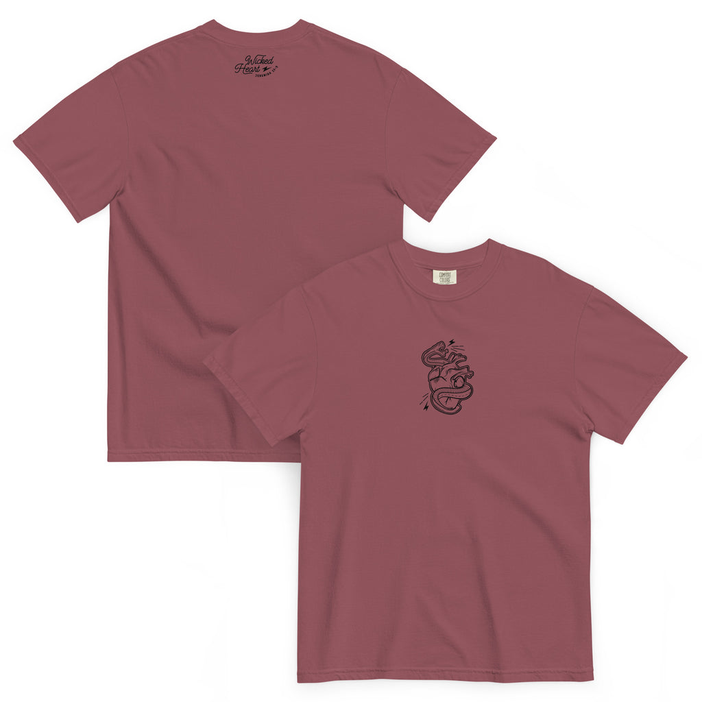 Wicked Heart Icon Tee Religious Vinyl Sticker from Faith based Christian company, Christian Shirts Shop.
Graphic: Wicked Heart
Color: Red
Brand: Comfort Colors
